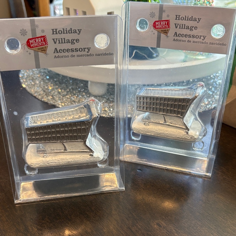 Holiday Village Shopping Cart Accessory Set of Two New in package